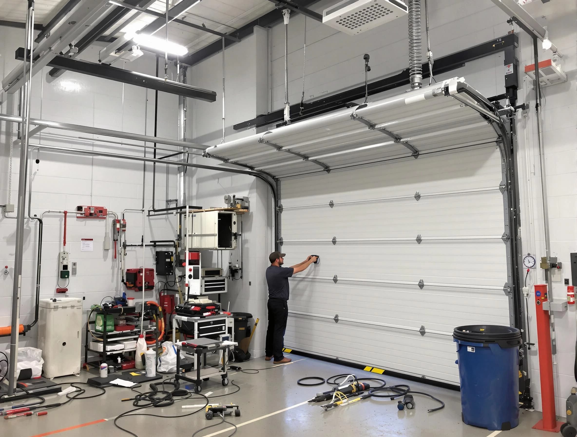 Thompson's Station Garage Door Repair certified technician performing commercial door repair at a Thompson's Station business facility