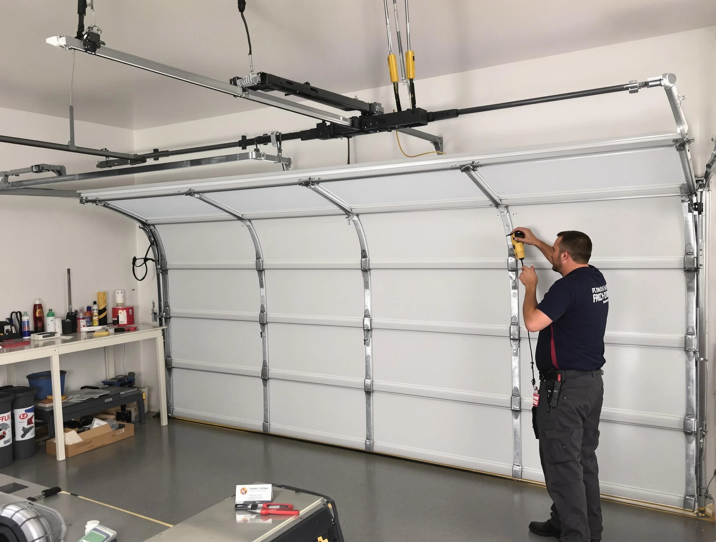 Thompson's Station Garage Door Repair certified technician performing overhead door system repair in Thompson's Station