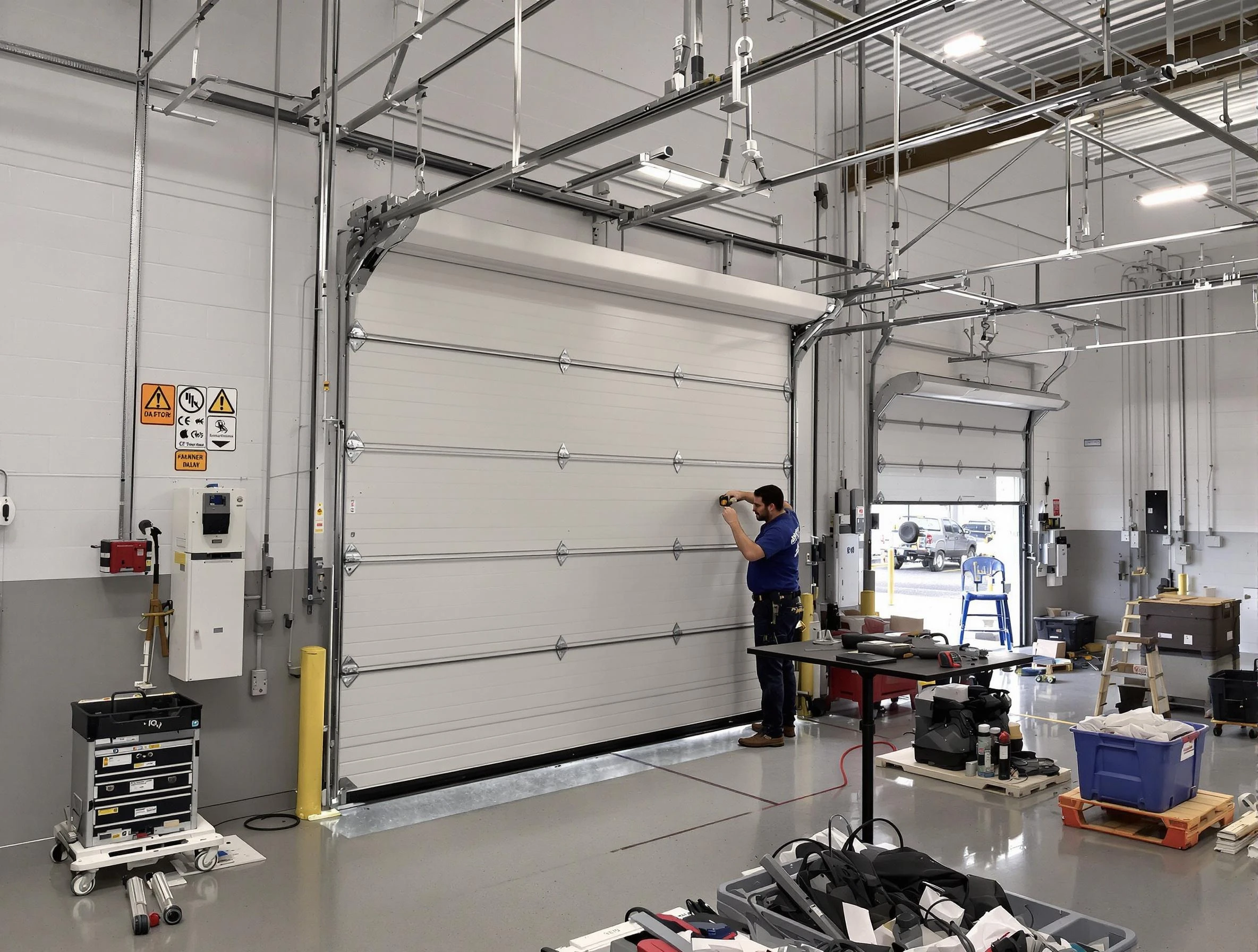 Commercial garage door repair being performed by Thompson's Station Garage Door Repair expert in Thompson's Station