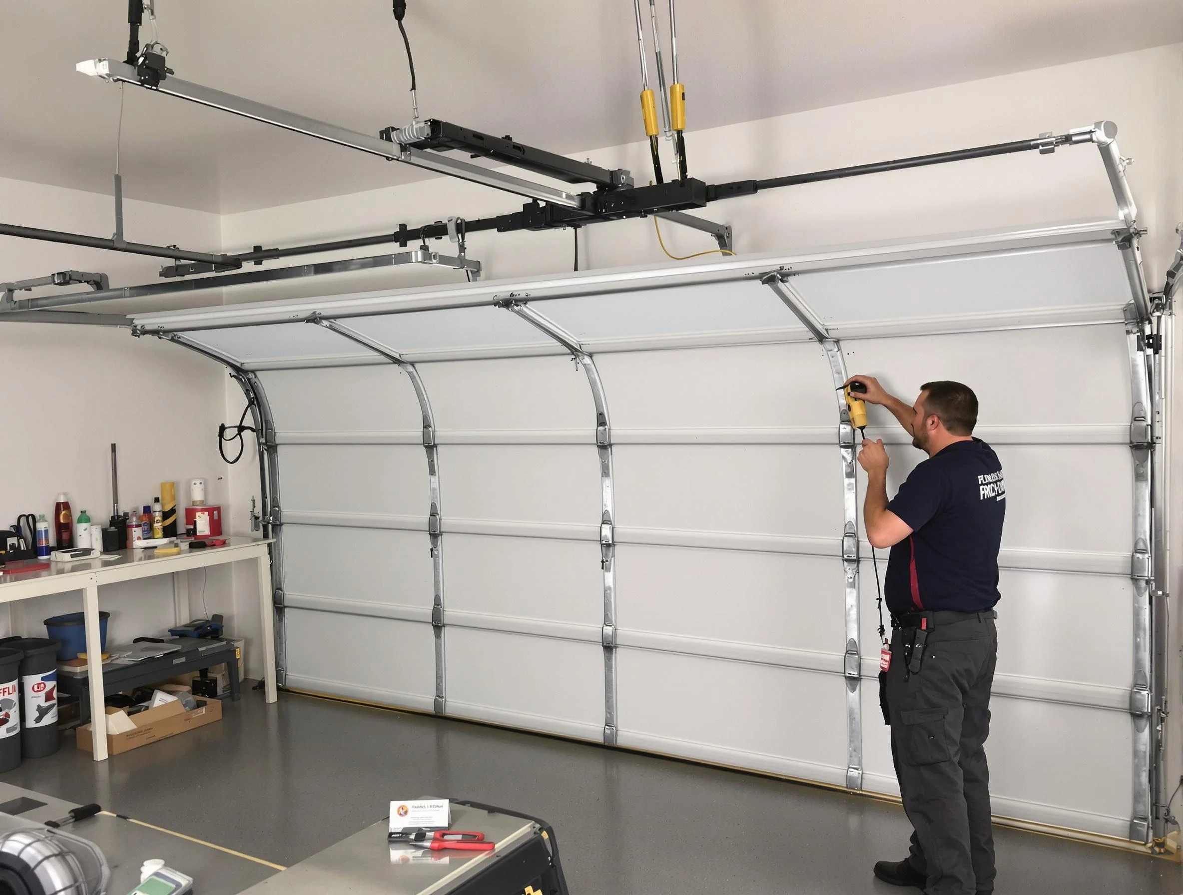 Thompson's Station Garage Door Repair certified technician performing overhead door system repair in Thompson's Station